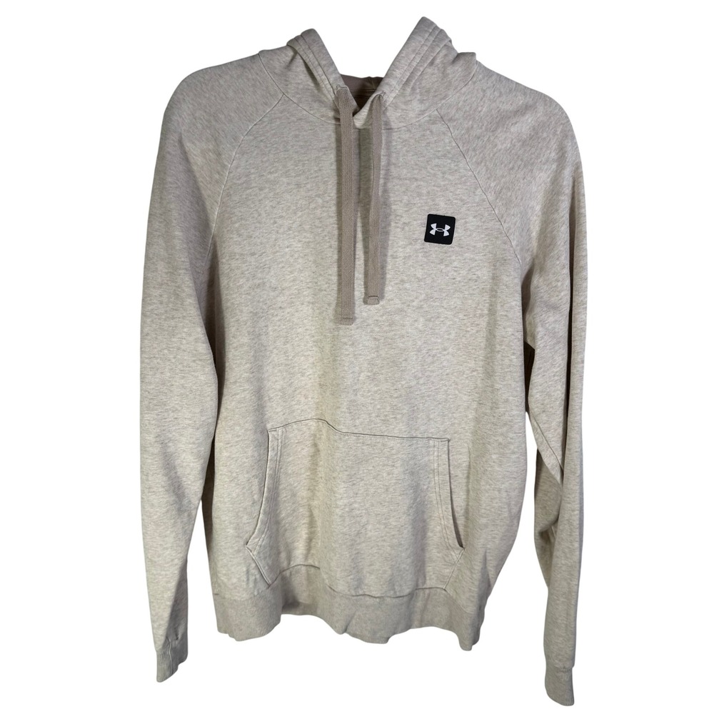 Under Armour Mens ColdGear Rival Fleece Hoodie Oatmeal Heather 1357092 Medium